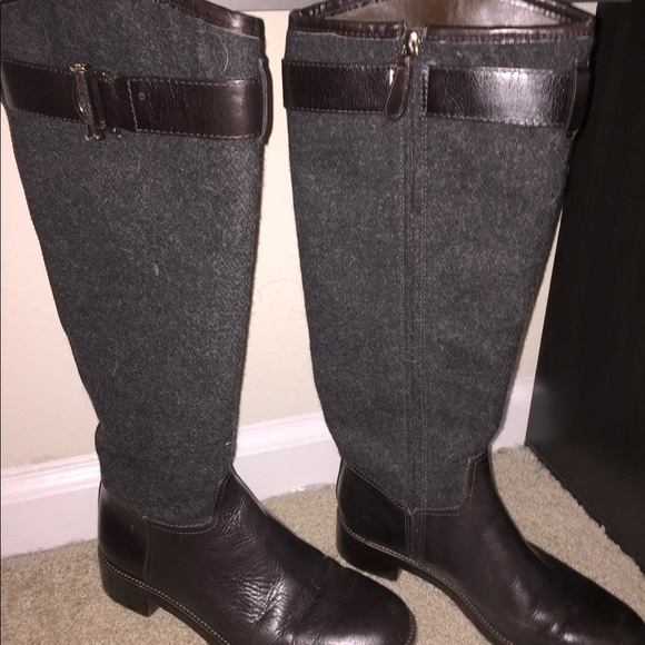Tory Burch Leather and Wool Riding Style Boots